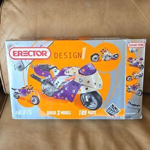 Erector Motorcycle Building Set #84 4700 – Builds 3 Models – Used, Incomplete